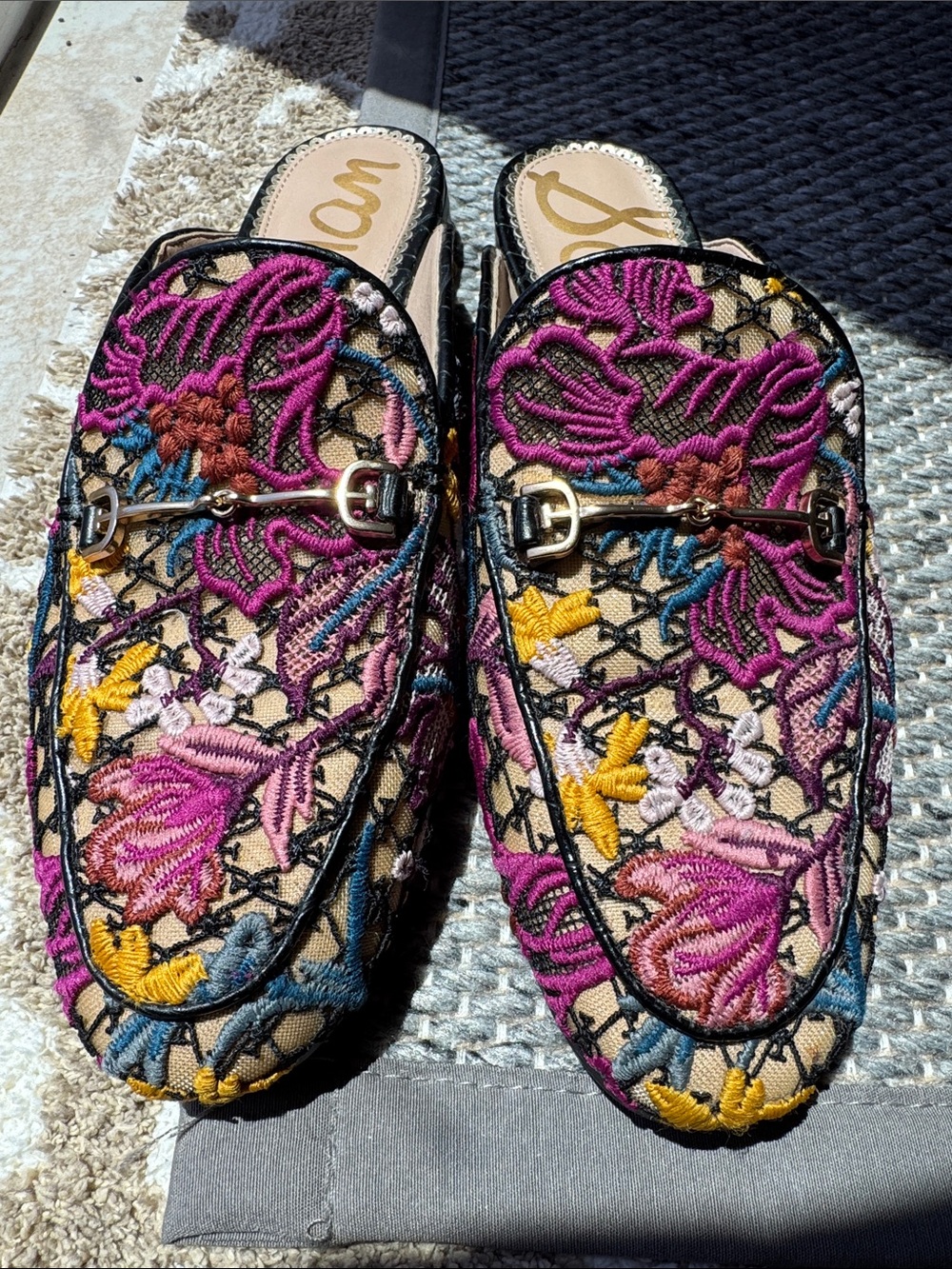 Sam Edelman Linnie Embroidered Floral and Lace Slip-On Mules EUC Sz 9 Multicolor - Picture 3 of 16